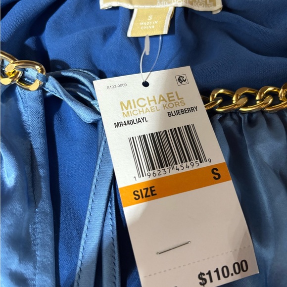 NWT Michael Kors Chain Neck Top in Blueberry - Picture 4 of 5